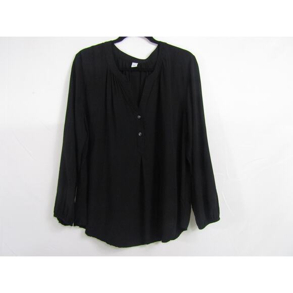Old Navy Tops - Old‎ Navy Black Silk Top sz XL Minimalist Lagenlook 90s Y2K Goth Staple Novelty